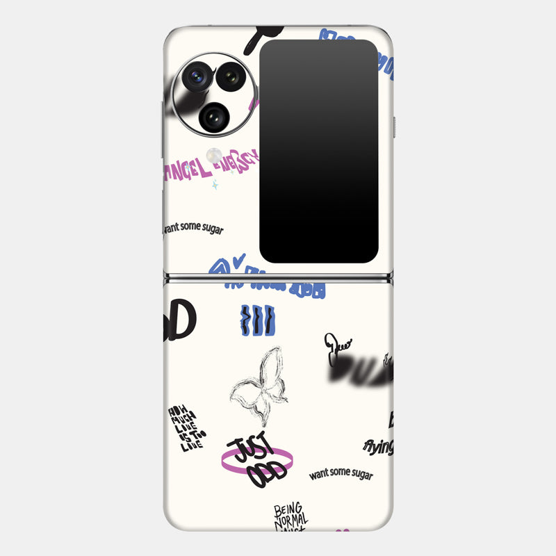 Beige Scribble Glass Back