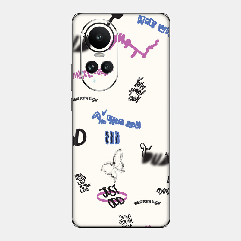 Beige Scribble Glass Back