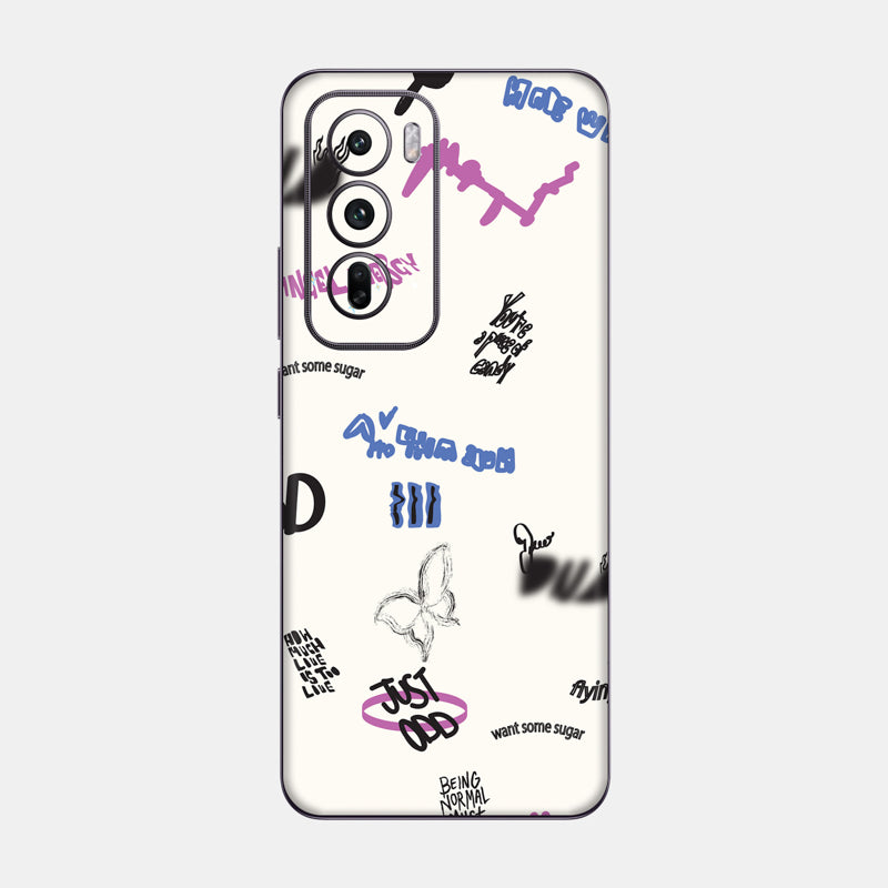 Beige Scribble Glass Back