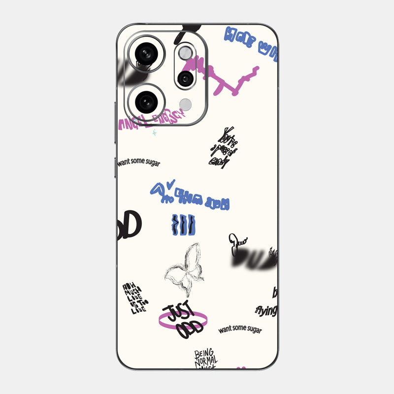 Beige Scribble Glass Back