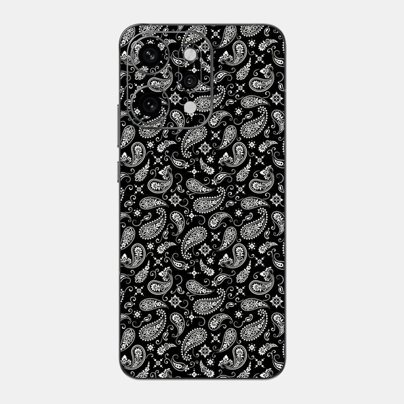 Black Paisley Glass Back