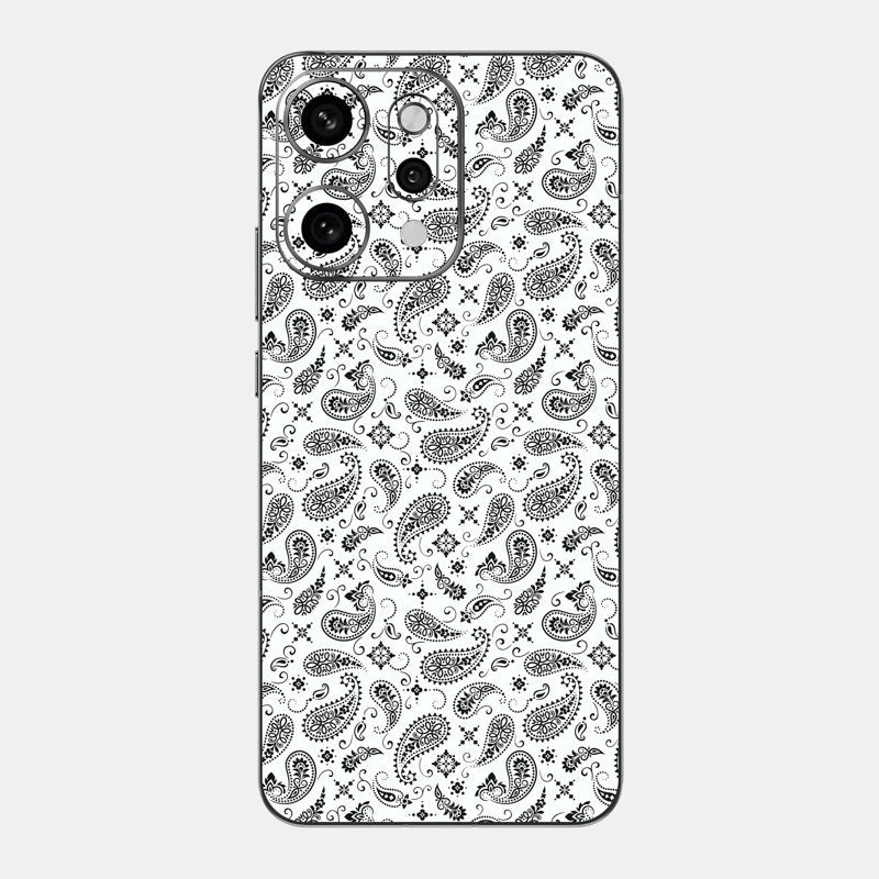 White Paisley Glass Back