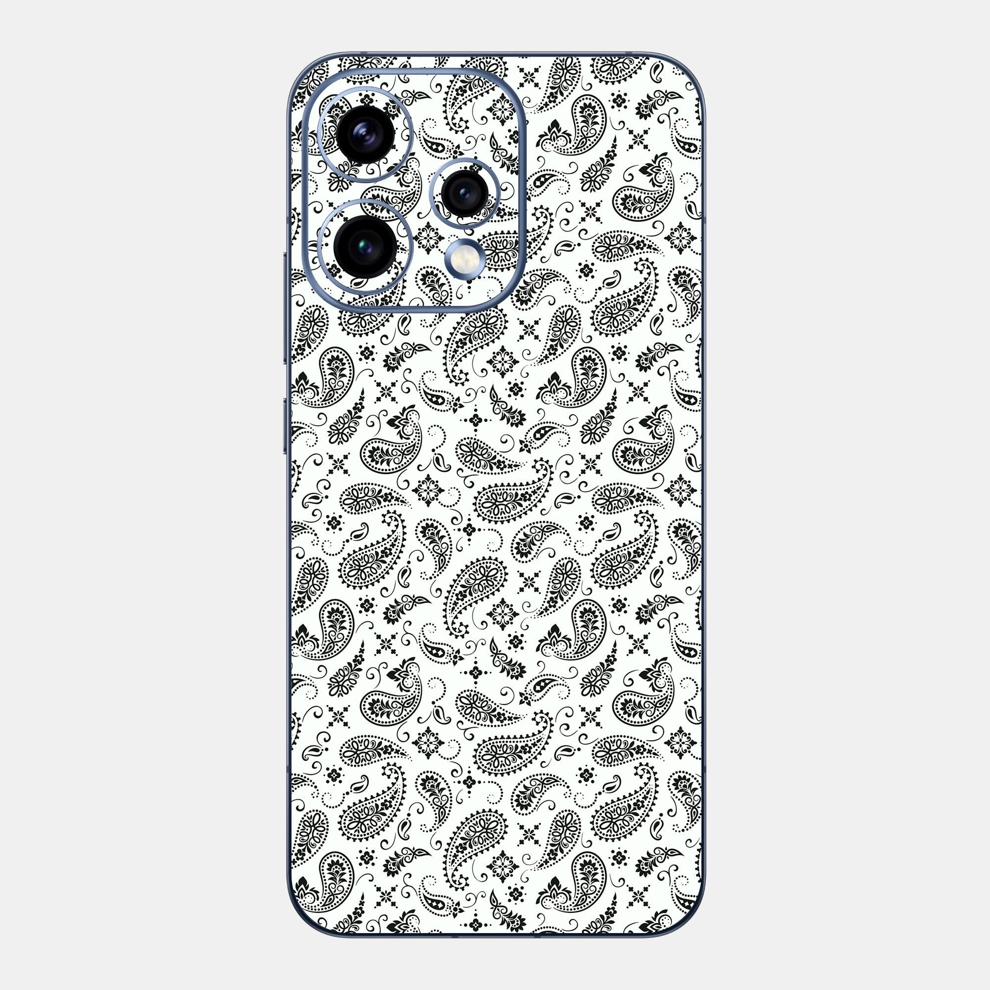 White Paisley Glass Back