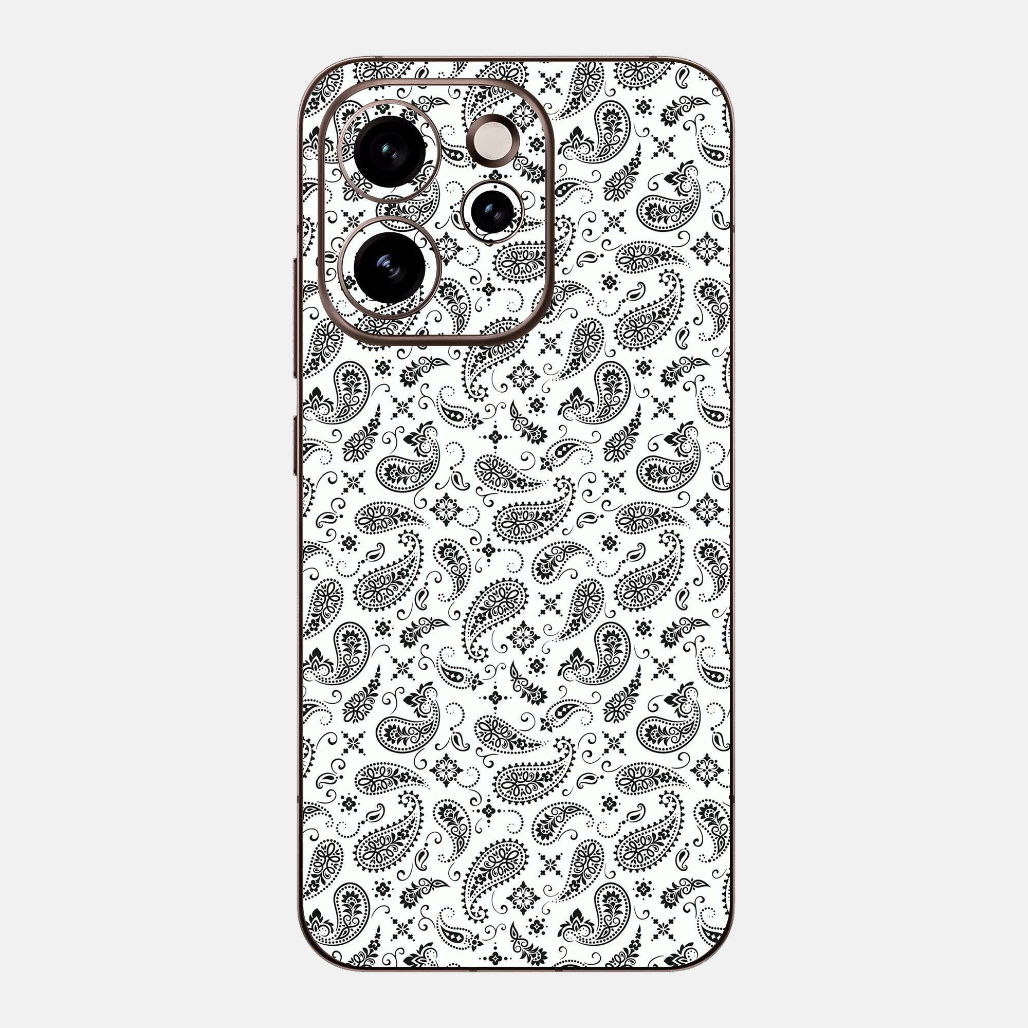 White Paisley Glass Back
