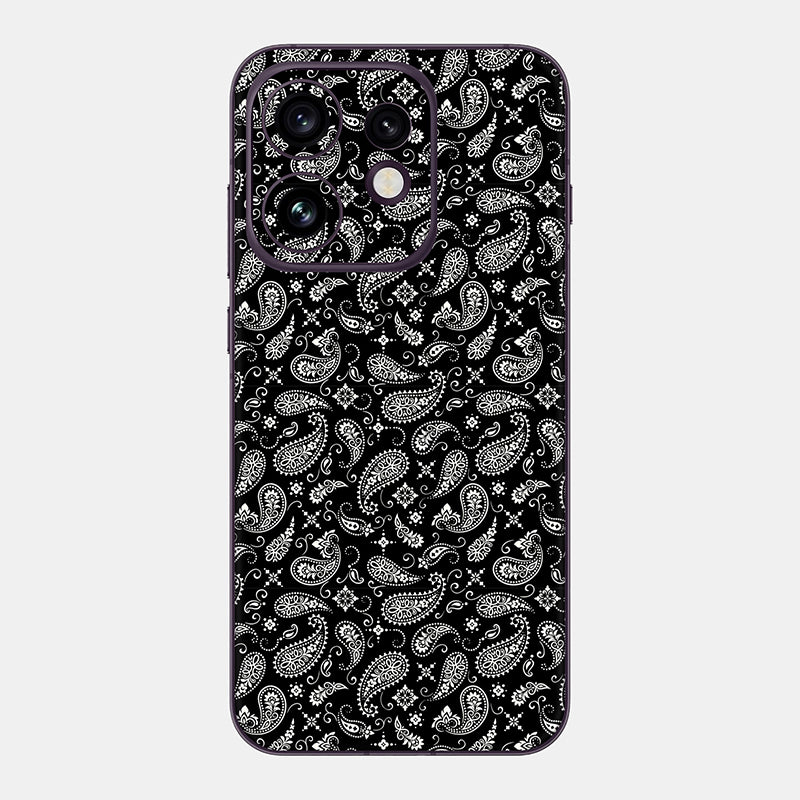 Black Paisley Glass Back