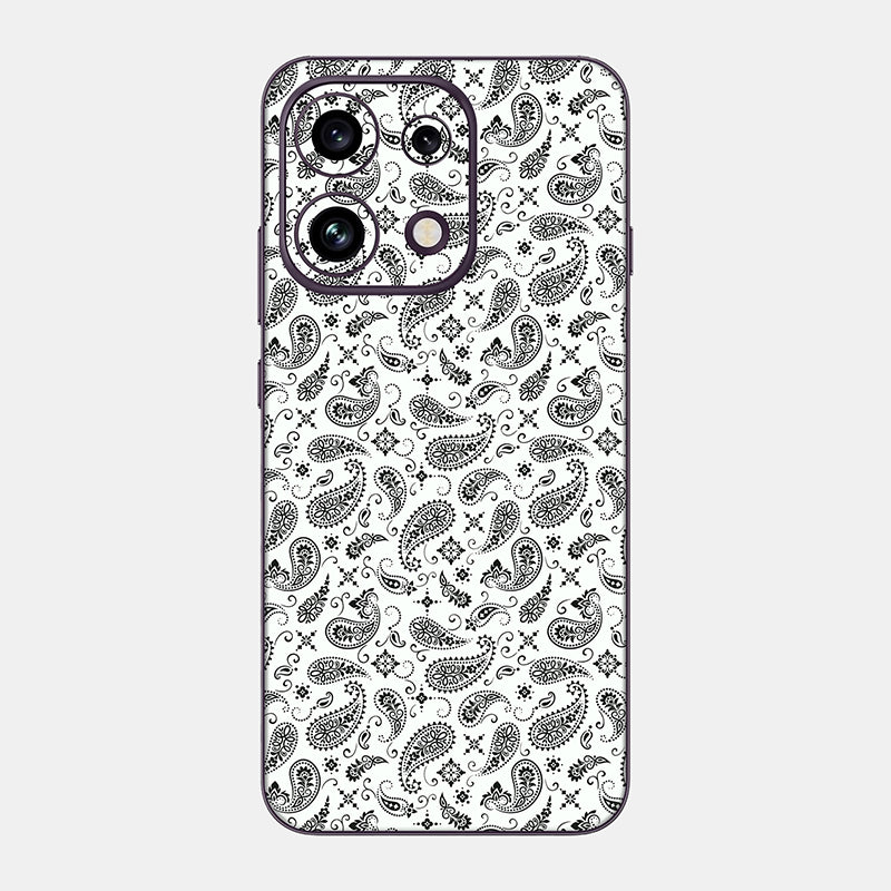 White Paisley Glass Back