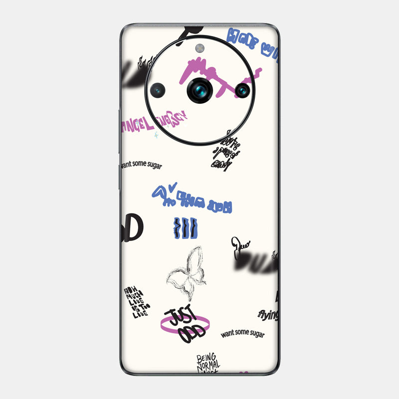 Beige Scribble Glass Back