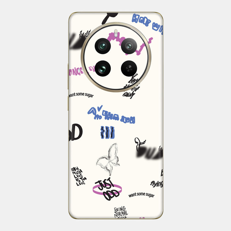 Beige Scribble Glass Back