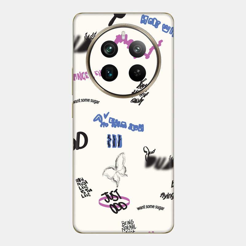 Beige Scribble Glass Back