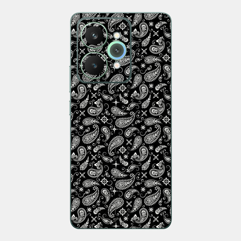 Black Paisley Glass Back