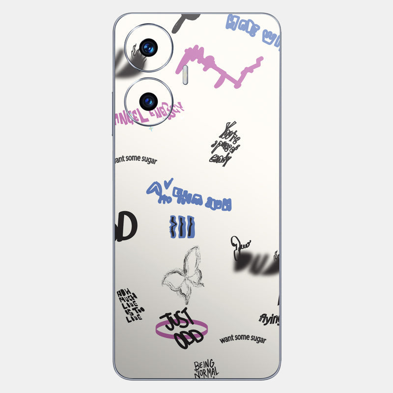 Beige Scribble Glass Back