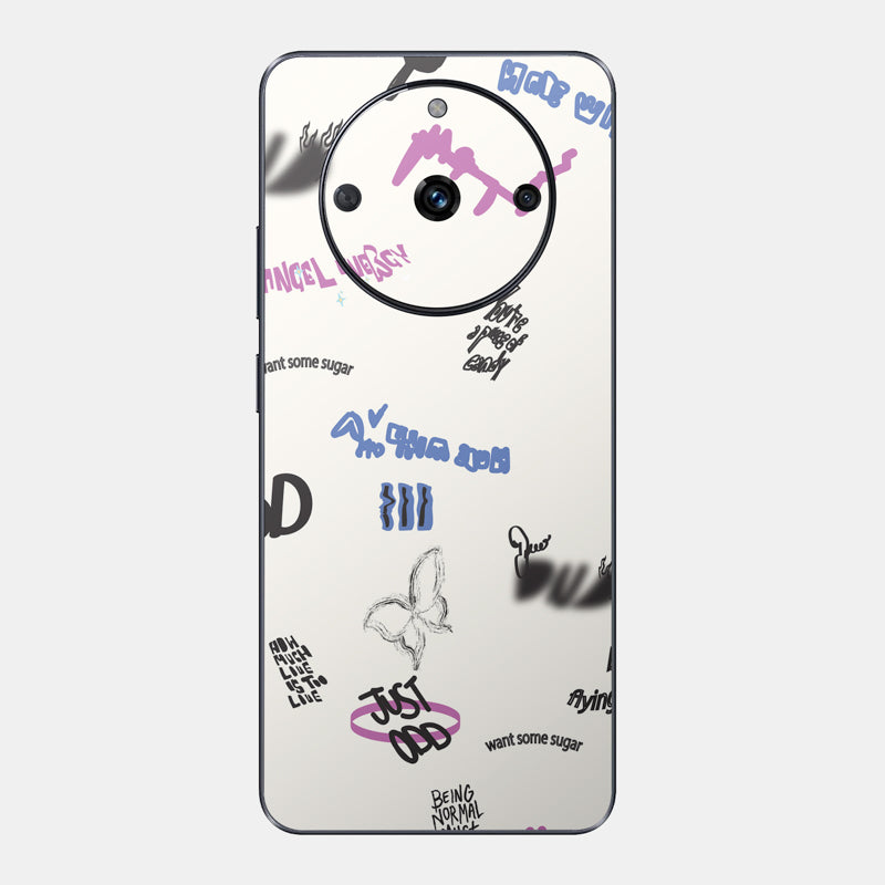 Beige Scribble Glass Back