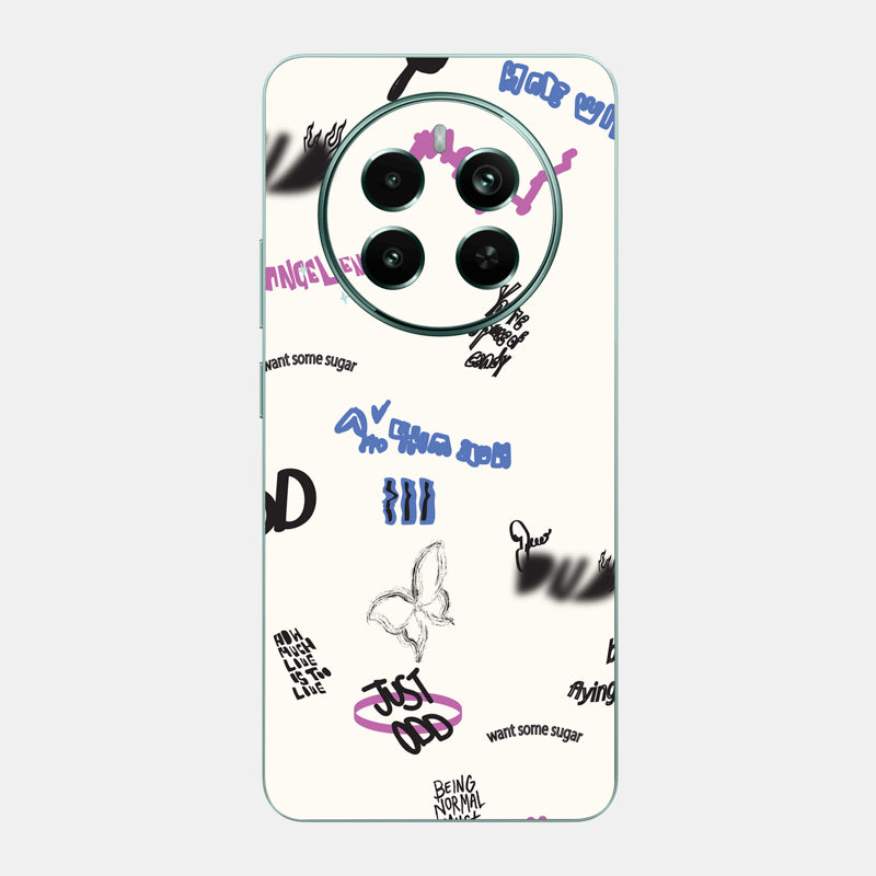 Beige Scribble Glass Back