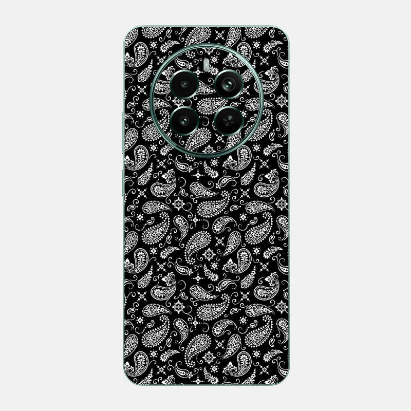 Black Paisley Glass Back