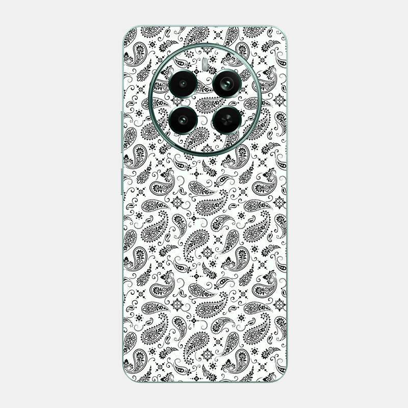 White Paisley Glass Back