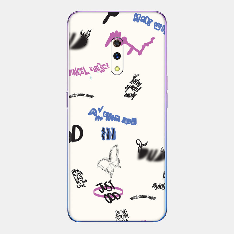 Beige Scribble Glass Back