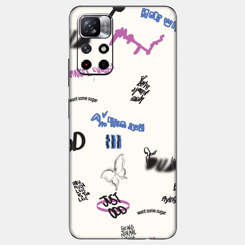 Beige Scribble Glass Back