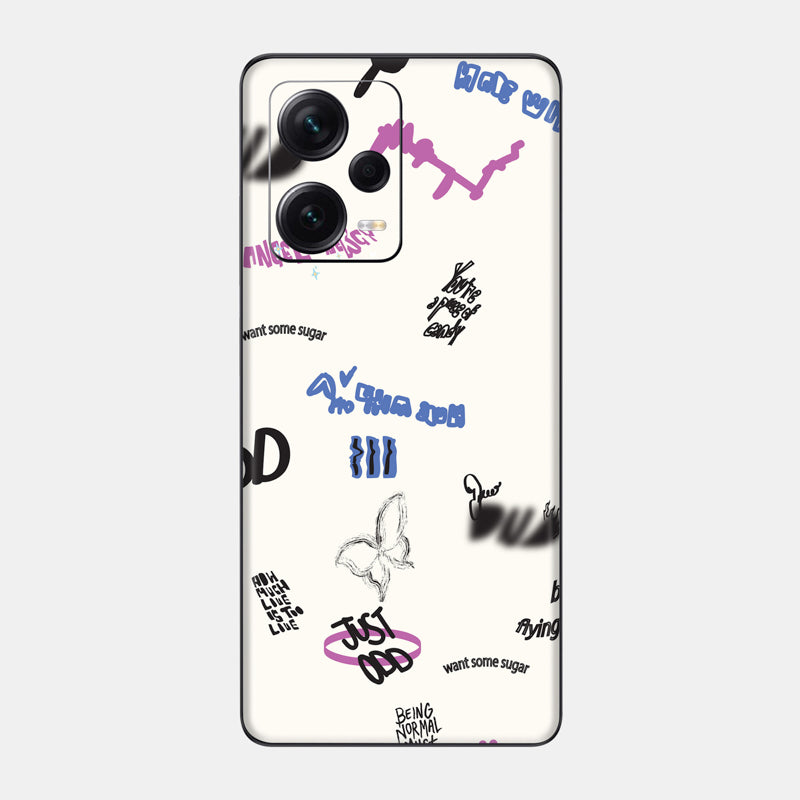 Beige Scribble Glass Back