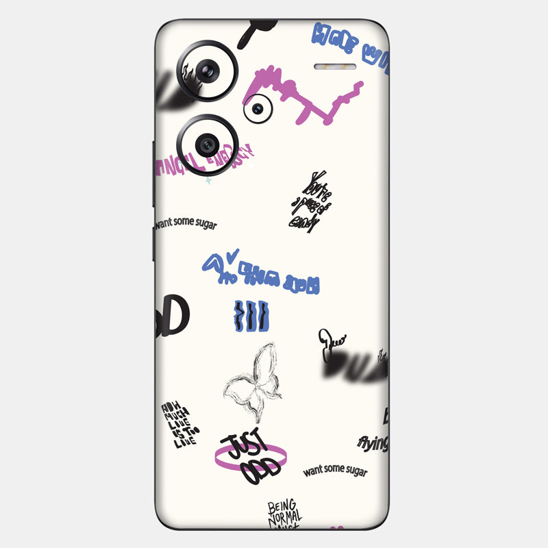 Beige Scribble Glass Back