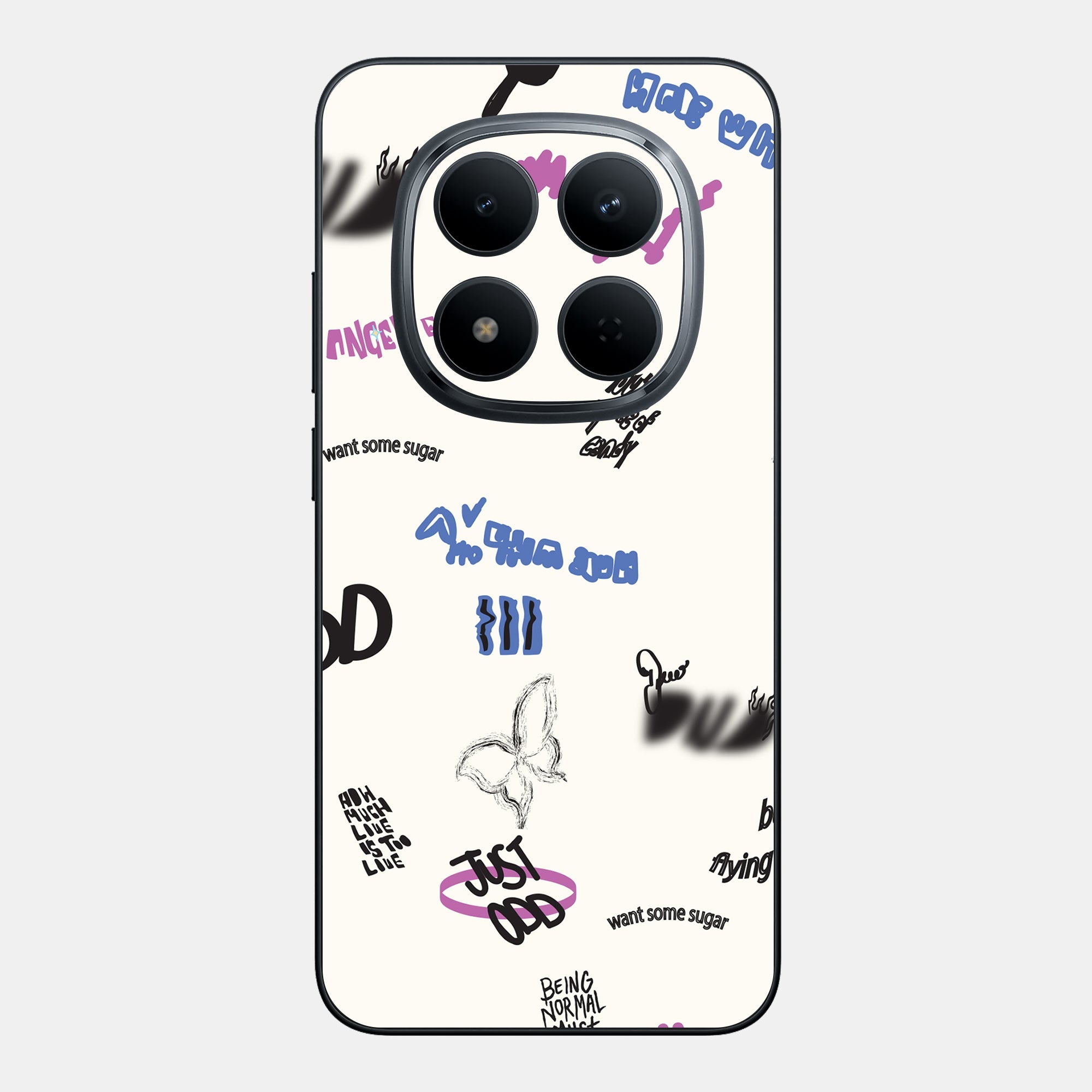 Beige Scribble Glass Back