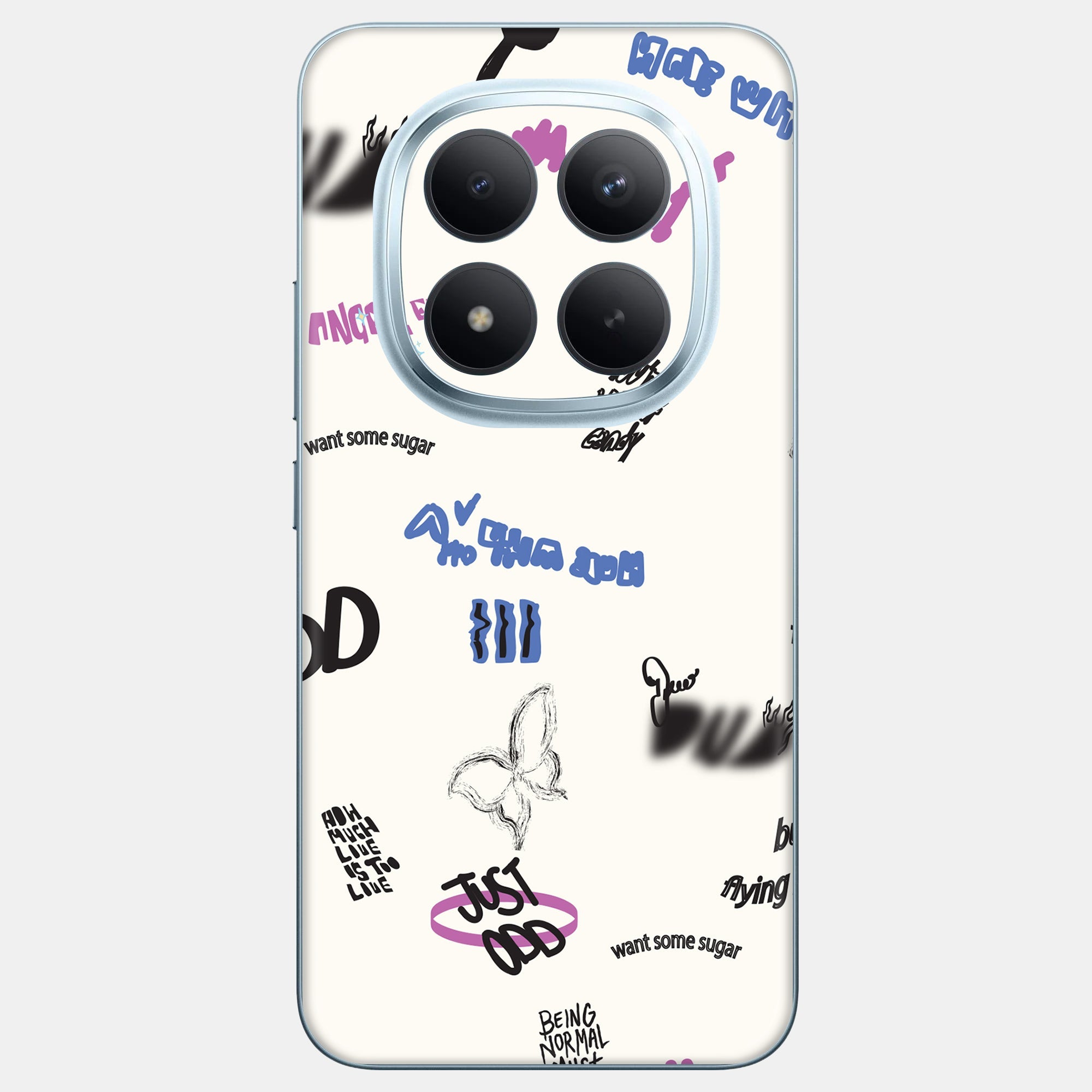 Beige Scribble Glass Back