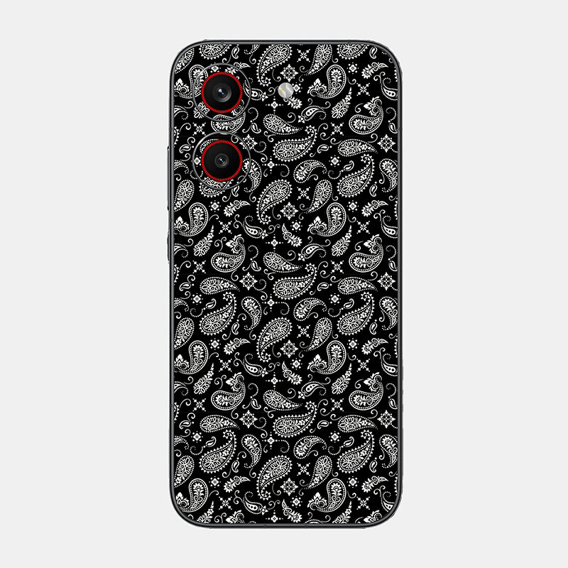 Black Paisley Glass Back