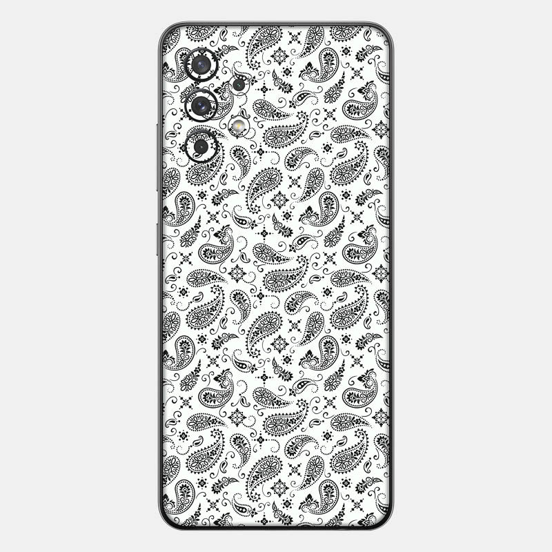 White Paisley Glass Back