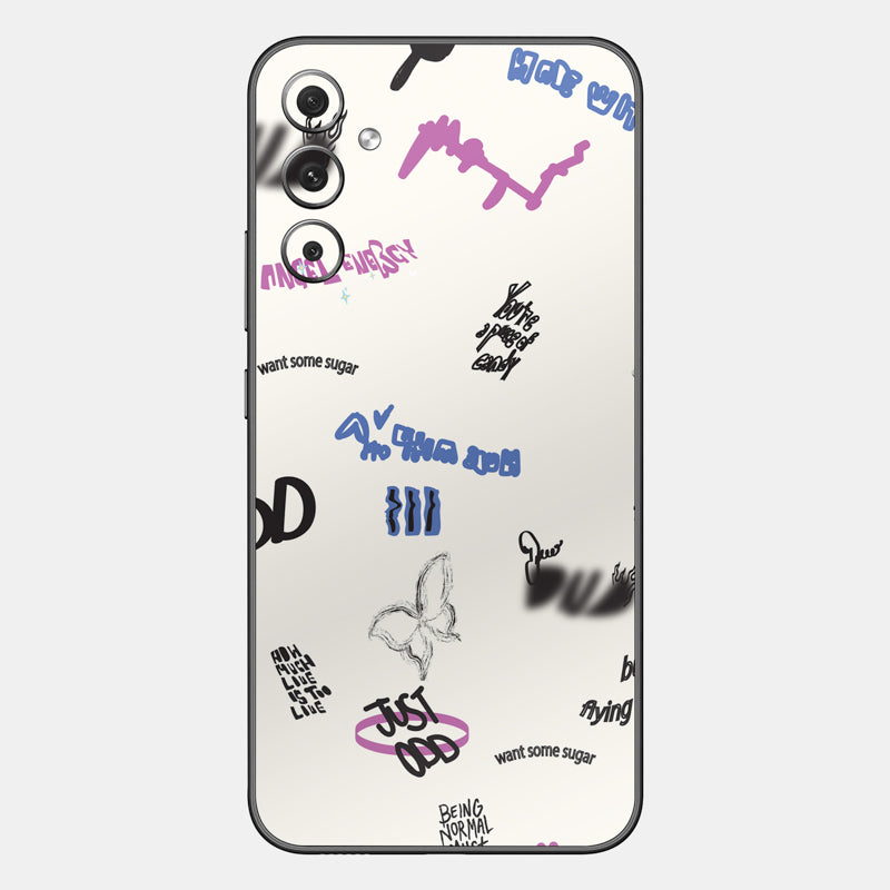 Beige Scribble Glass Back