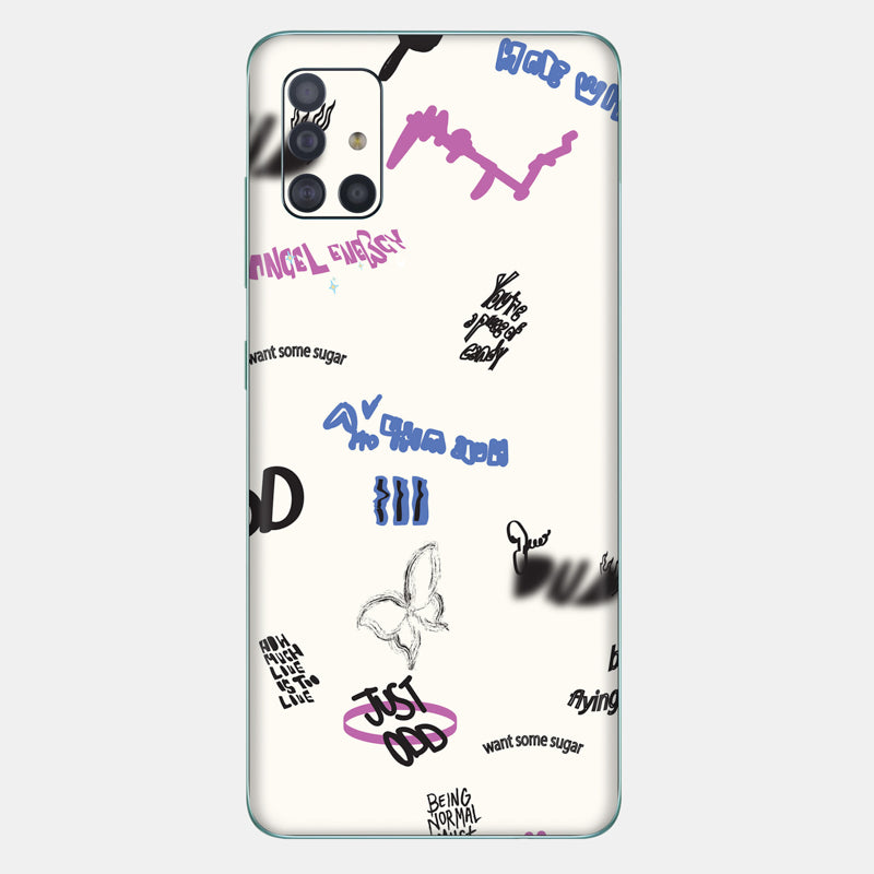 Beige Scribble Glass Back