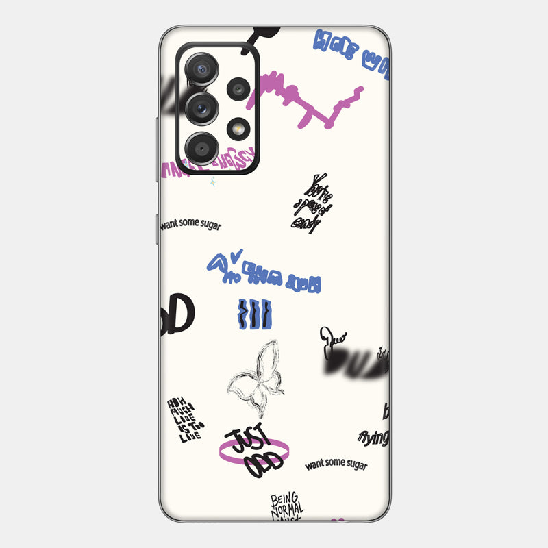 Beige Scribble Glass Back