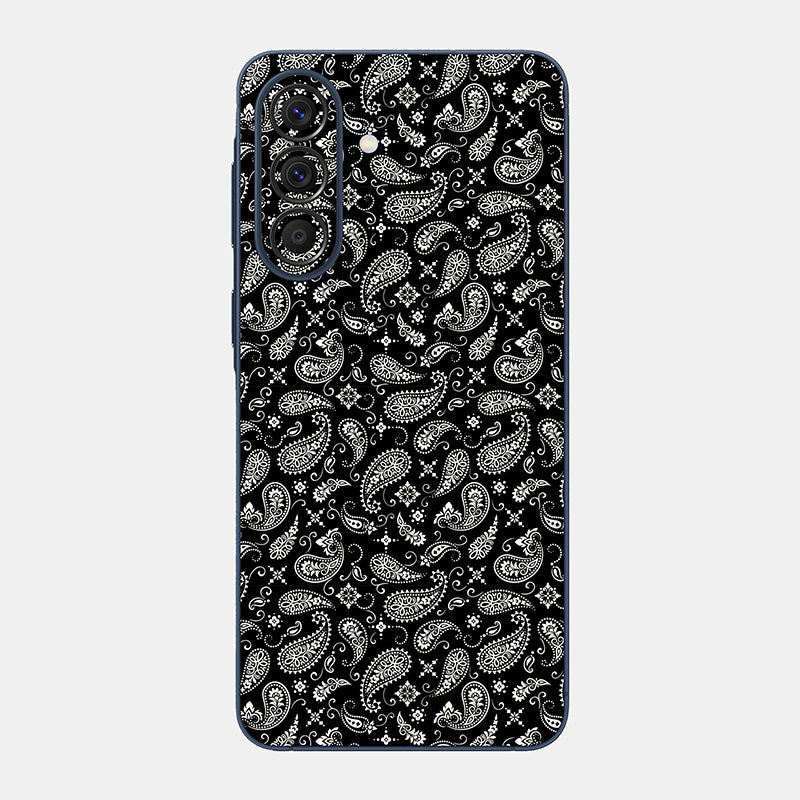 Black Paisley Glass Back