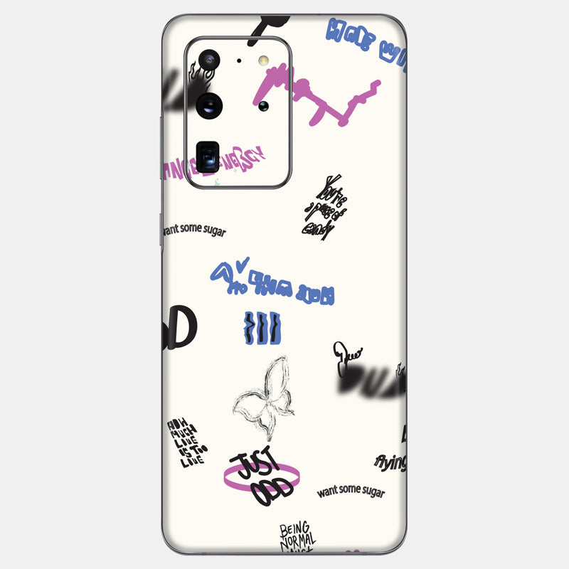 Beige Scribble Glass Back