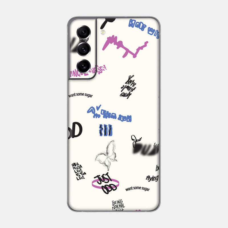 Beige Scribble Glass Back