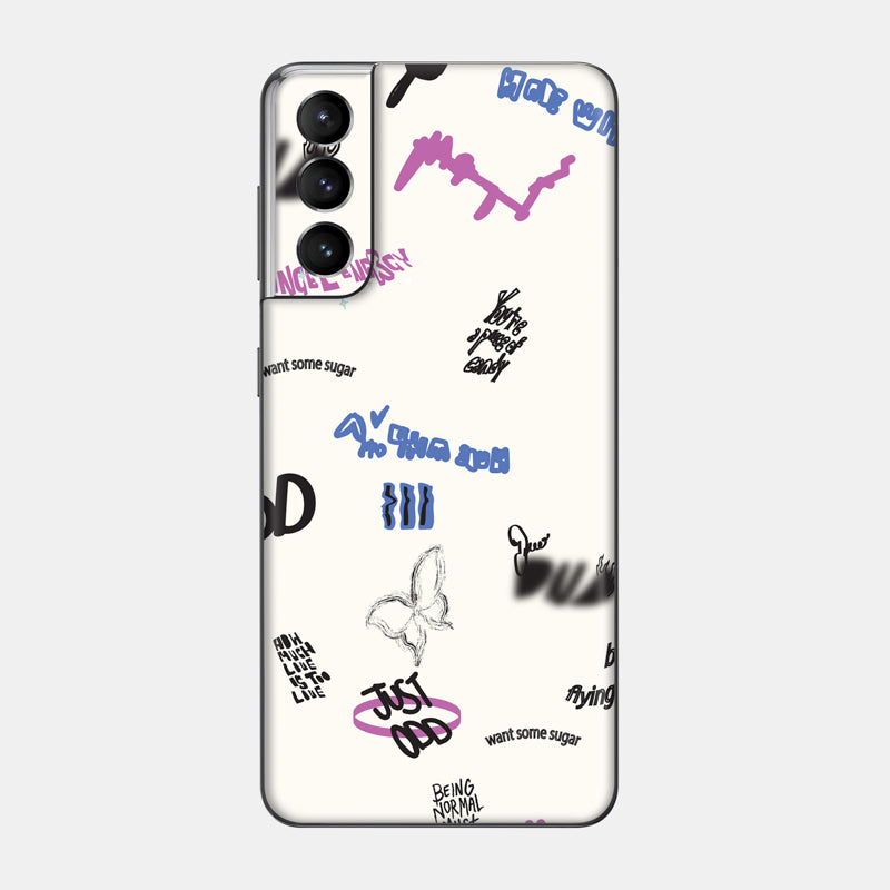 Beige Scribble Glass Back