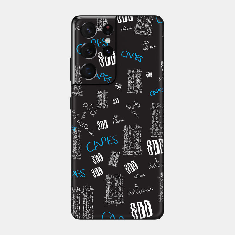 Black Scribble Glass Back