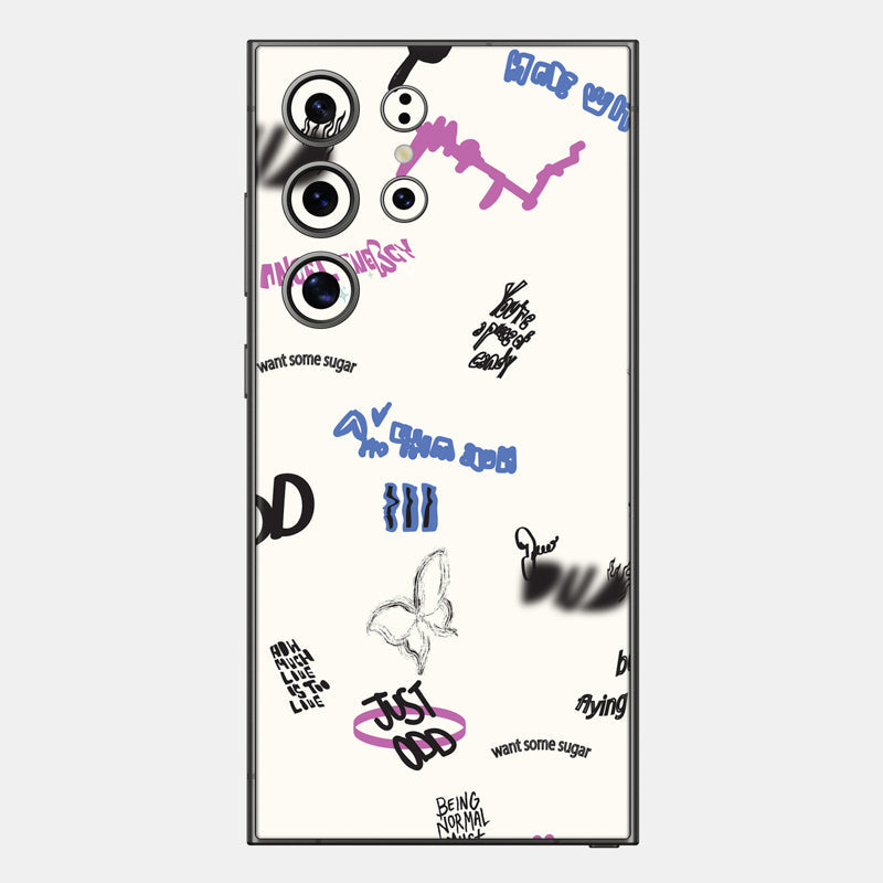 Beige Scribble Glass Back