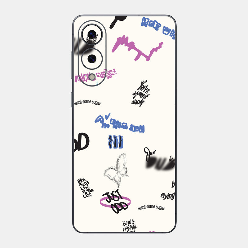 Beige Scribble Glass Back