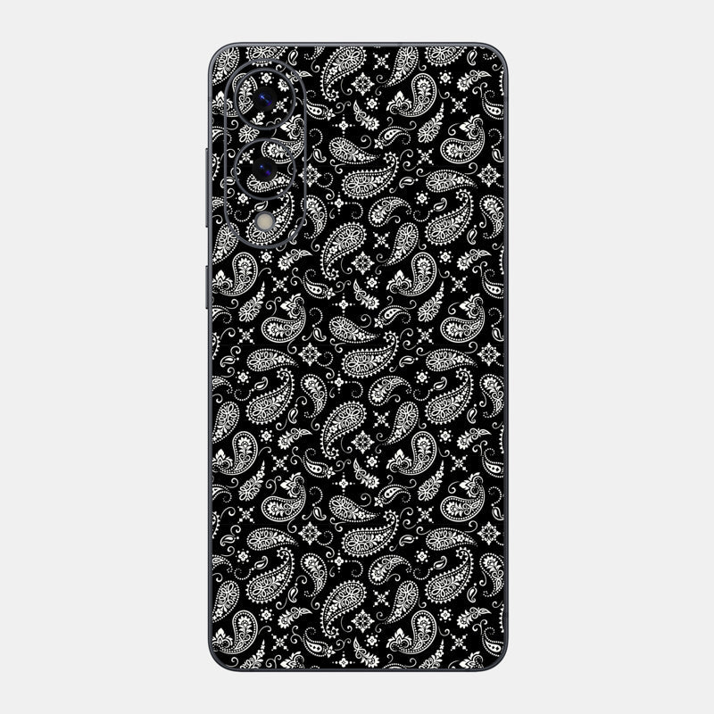 Black Paisley Glass Back