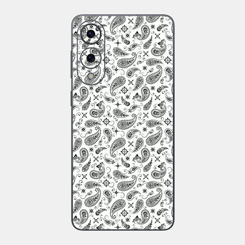 White Paisley Glass Back