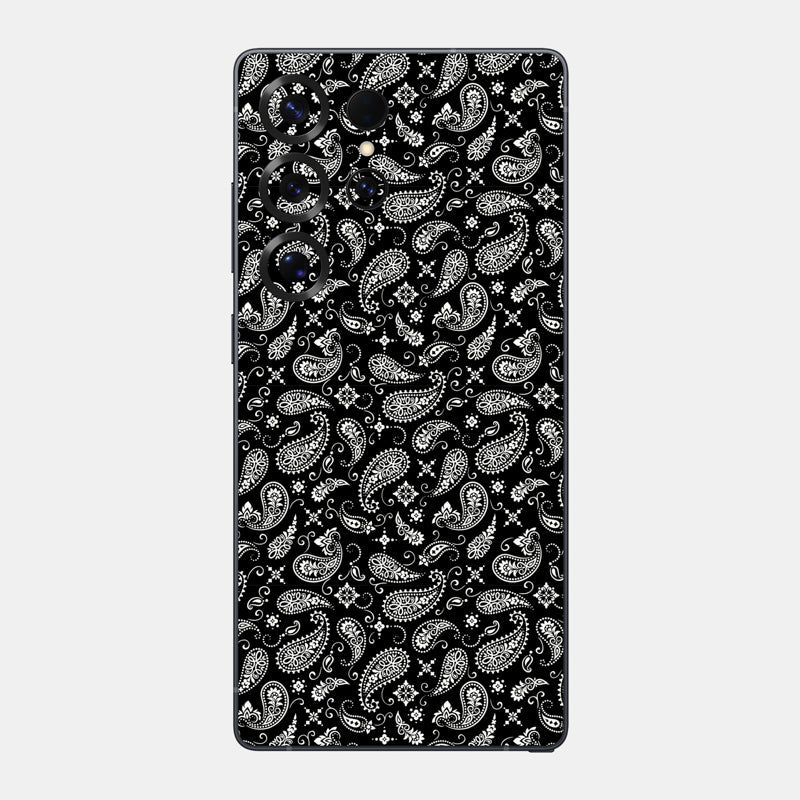 Black Paisley Glass Back