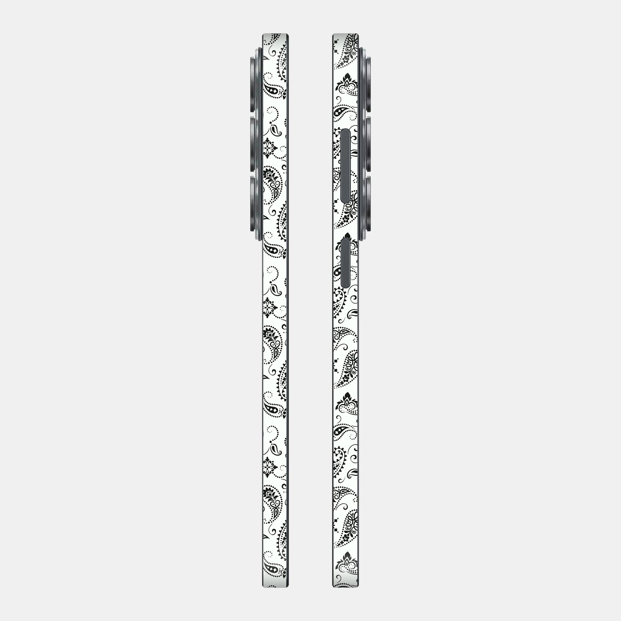 White Paisley Glass Back