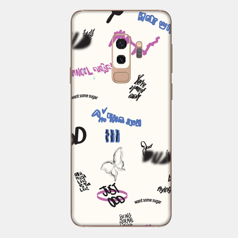 Beige Scribble Glass Back