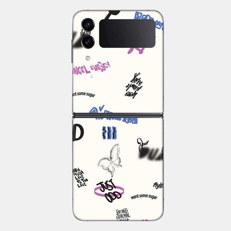 Beige Scribble Glass Back