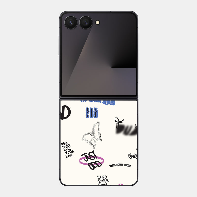 Beige Scribble Glass Back