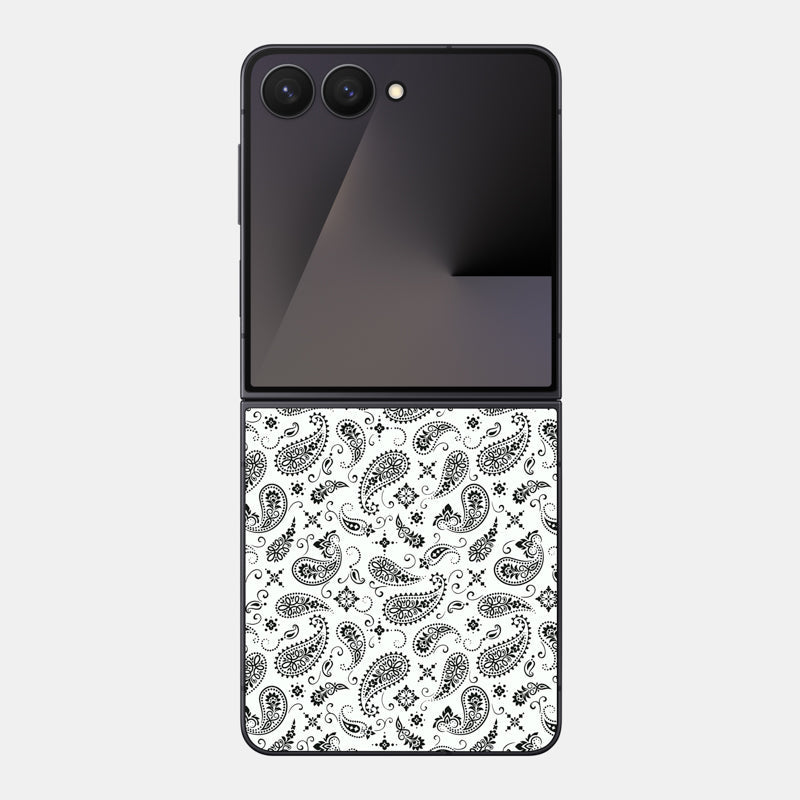 White Paisley Glass Back