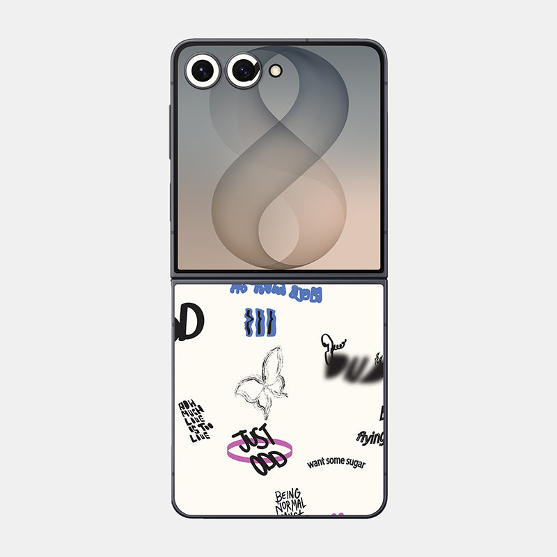 Beige Scribble Glass Back