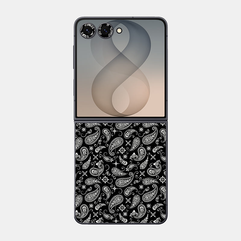 Black Paisley Glass Back