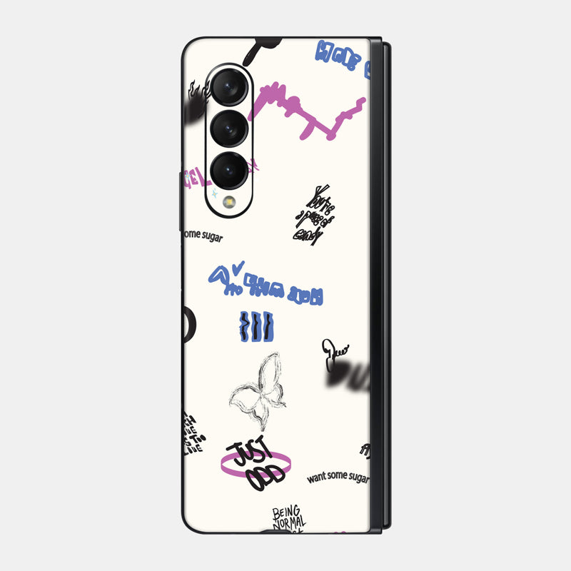 Beige Scribble Glass Back