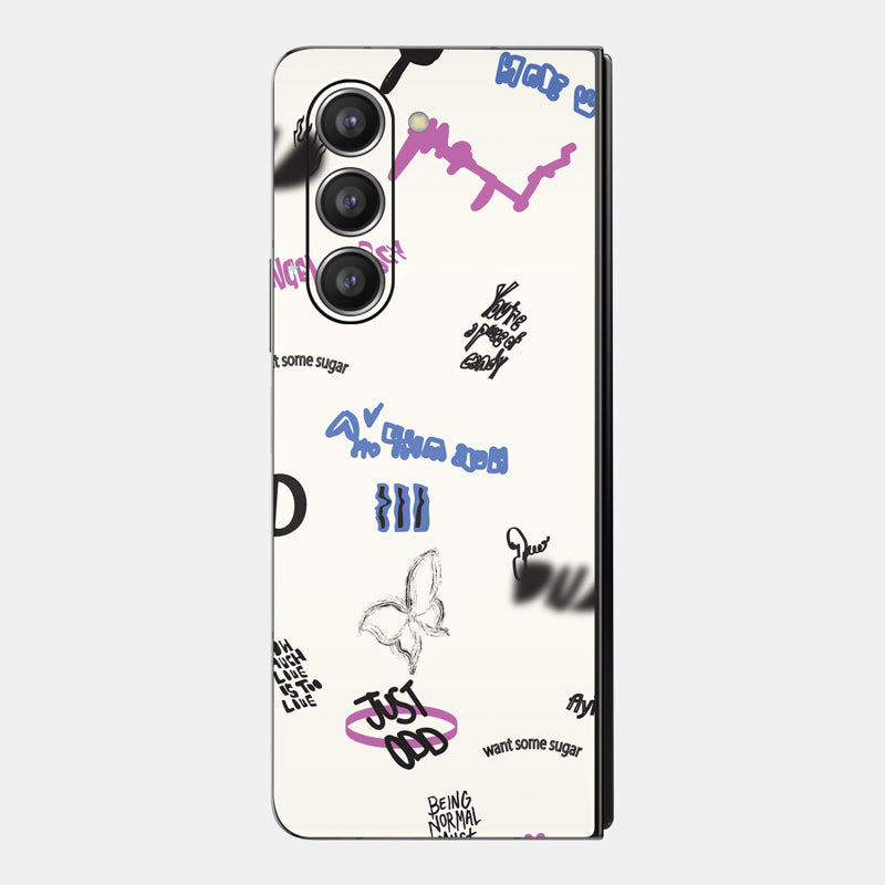 Beige Scribble Glass Back