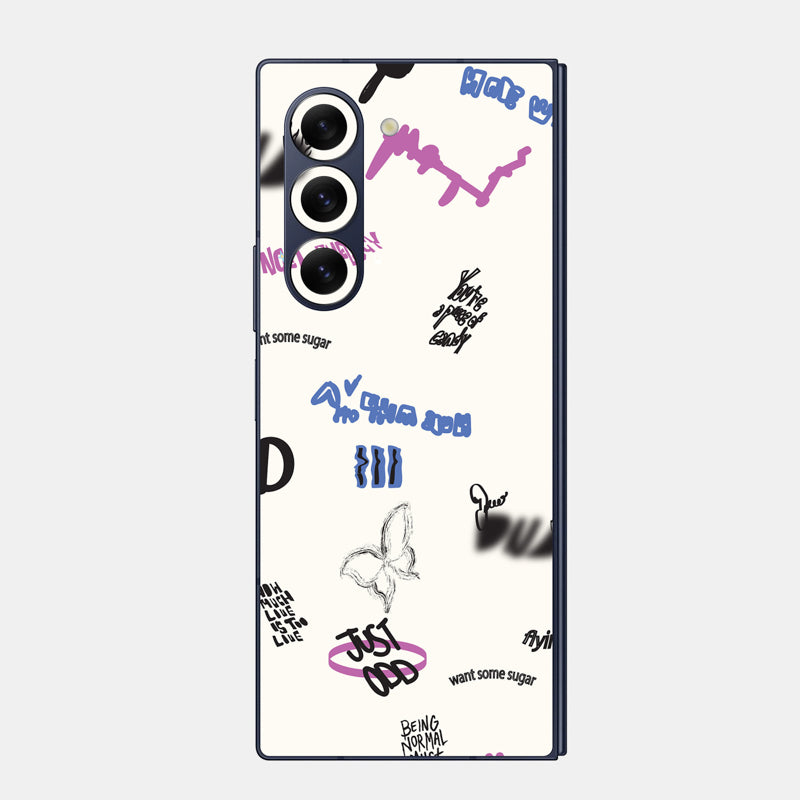 Beige Scribble Glass Back